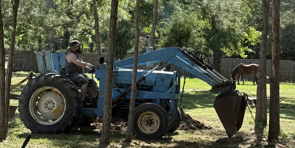Nick Freeman on his tractor.