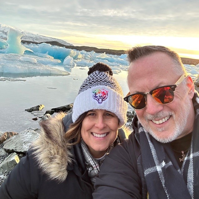 Customer Care Senior Manager Tracy Egan with her husband in Iceland.